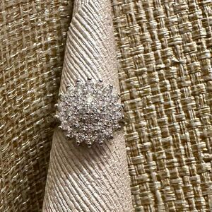 JUST IN❤️925 Sterling Silver Art Deco Circle Cluster Statement Ring